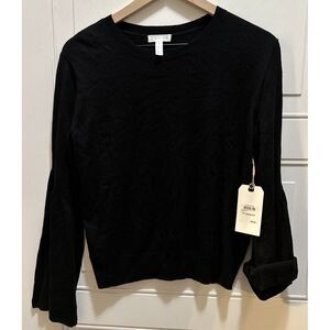 Leith Women Size Small Black‎ Bell Sleeve Sweater Lightweight All Season Classic